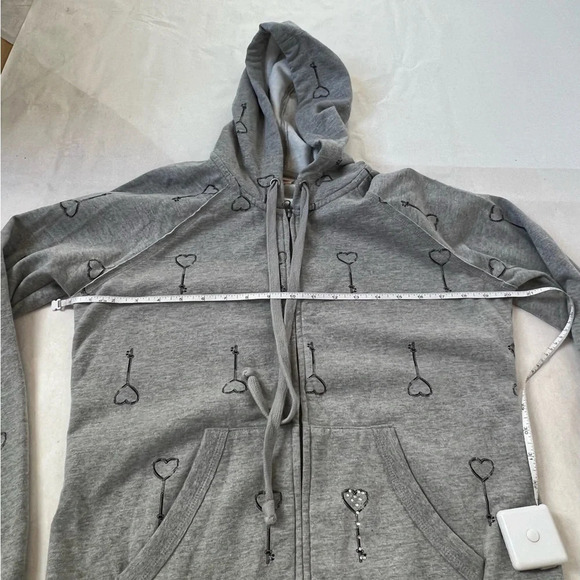 Mossimo NWT Gray Heart Key Printed Zip Hoodie - Picture 4 of 8